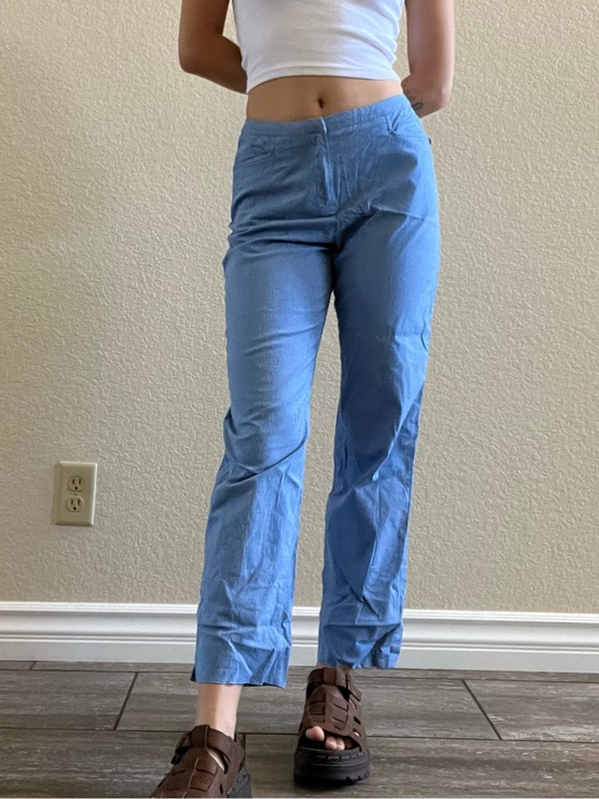 Ralph Lauren Pants - Vintage 90s y2k Ralph Lauren Light Blue plaid Straight Leg cropped Pants capris